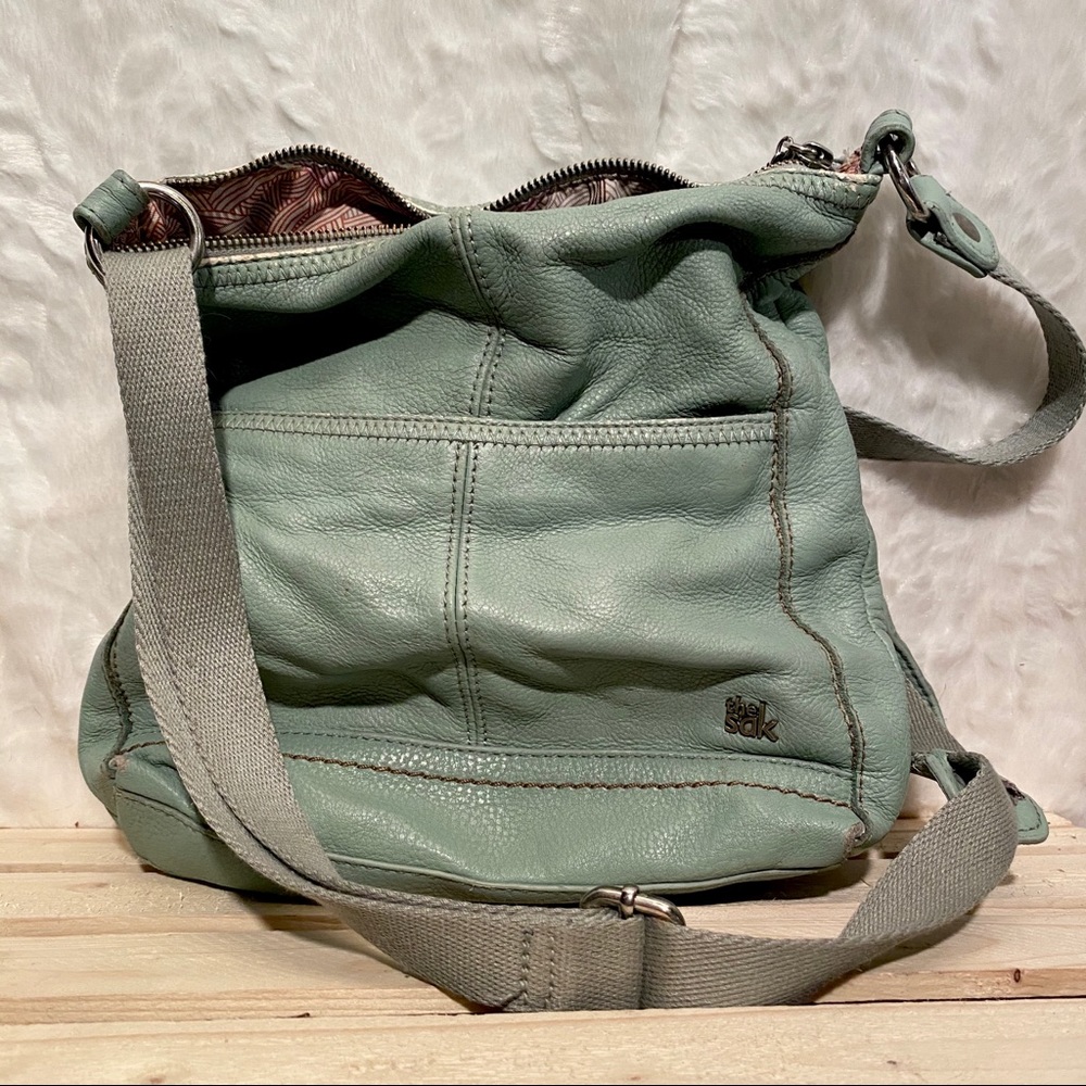 The Sak• boho vintage cross body bag•mint green